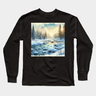 Winter Lake Winter Landscape Long Sleeve T-Shirt